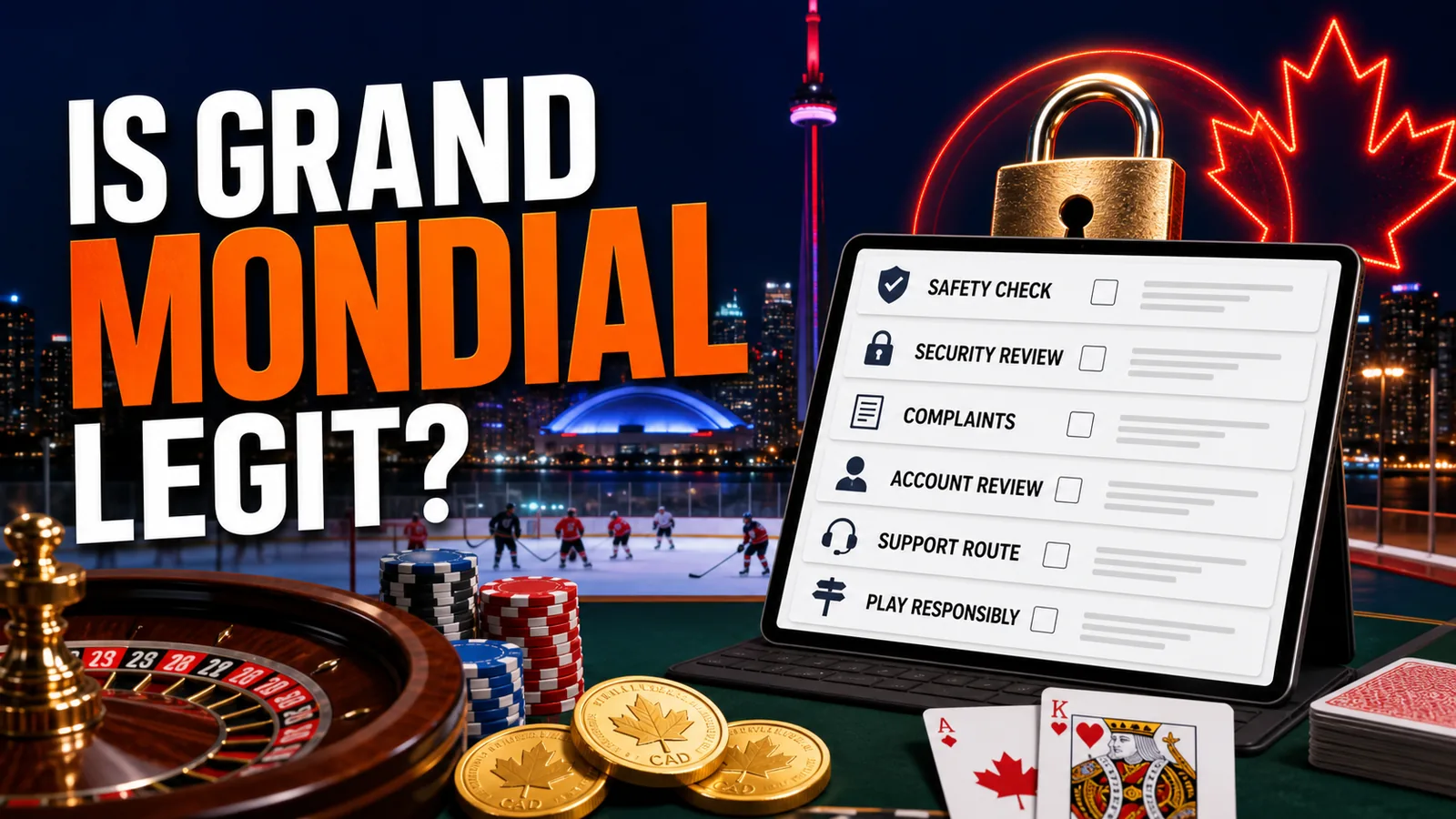 Trust checklist with lock, complaint log and responsible gambling signpost